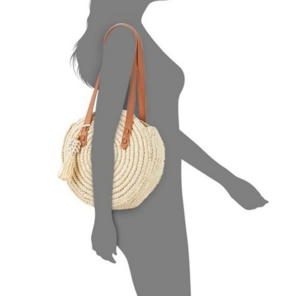 INC International Concepts Handbags - NWT INC International Concepts Melania Woven Straw Round Tote Handbag
